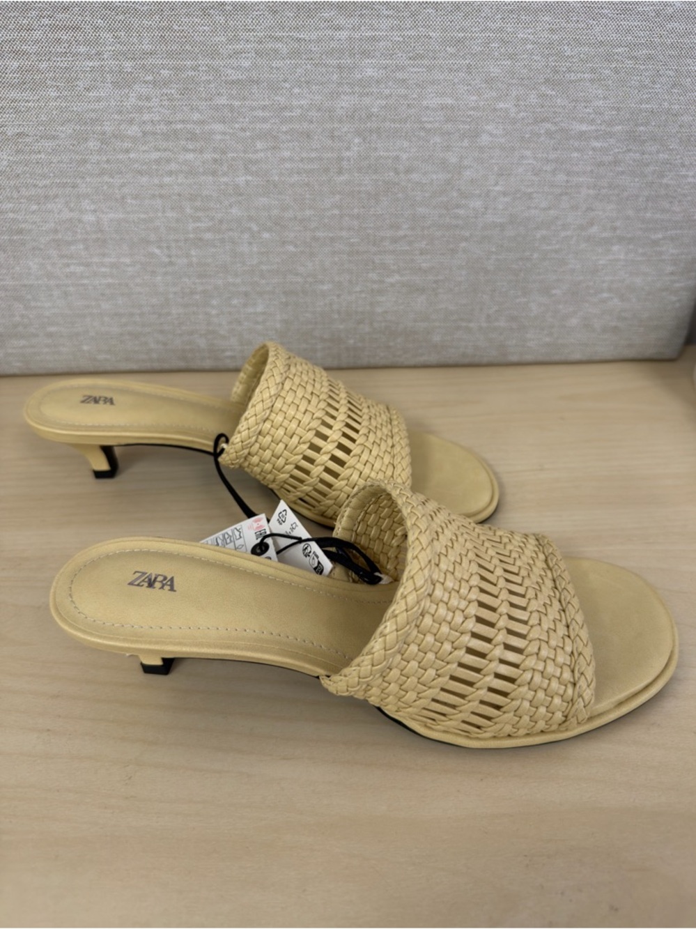 ZARA Women's Beige Woven Slide Heel